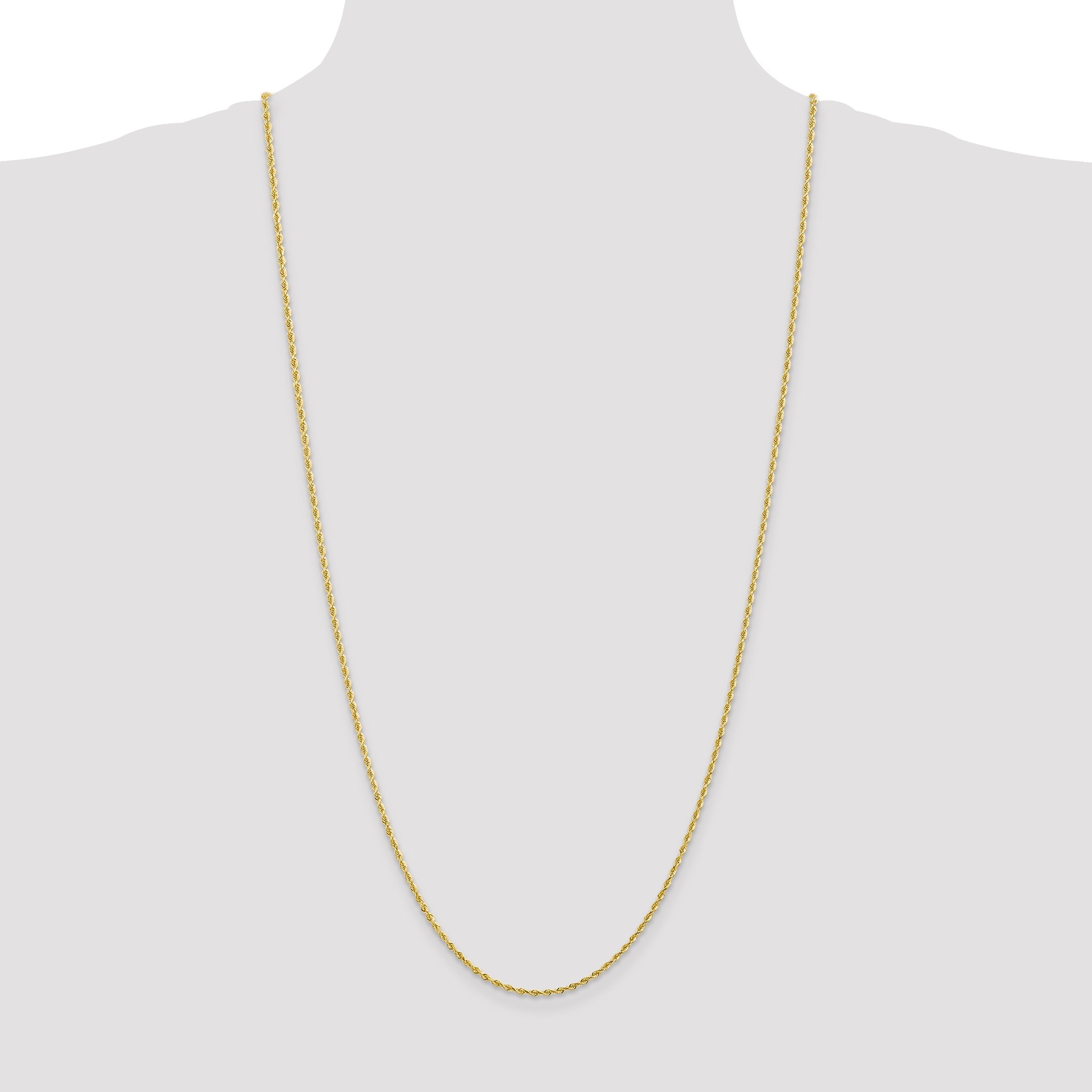 3 Inch 10K Yellow Gold 2mm D/C Quadruple Rope Chain Necklace