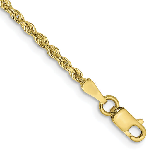 8 Inch 10K Yellow Gold 2mm D/C Quadruple Rope Chain Bracelet