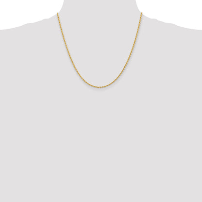 2 Inch 10K Yellow Gold 2.25mm D/C Quadruple Rope Chain Necklace