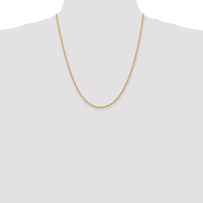 22 Inch 10K Yellow Gold 2.25mm D/C Quadruple Rope Chain Necklace