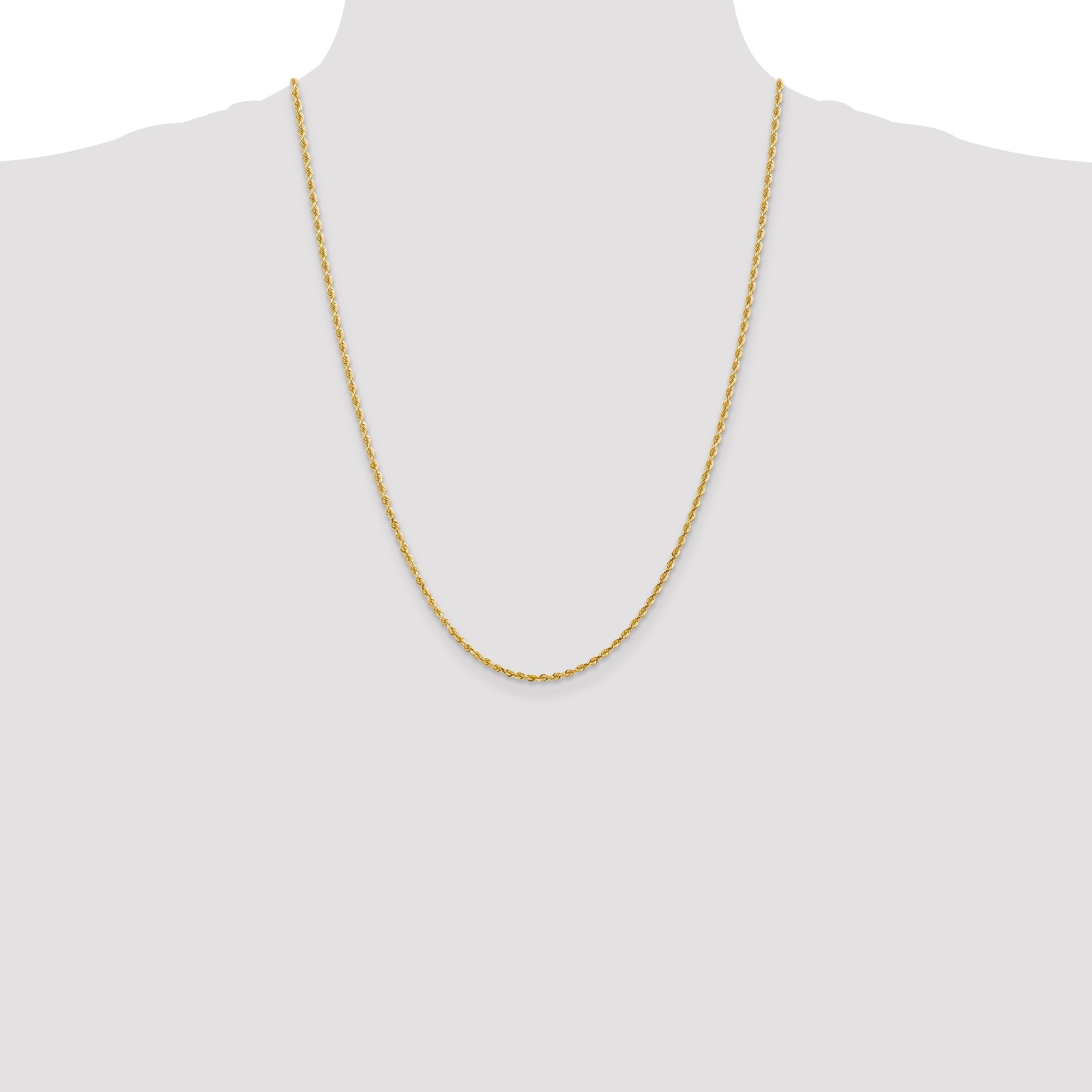 24 Inch 10K Yellow Gold 2.25mm D/C Quadruple Rope Chain Necklace