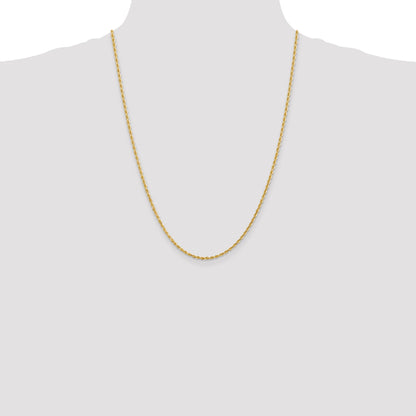 24 Inch 10K Yellow Gold 2.25mm D/C Quadruple Rope Chain Necklace