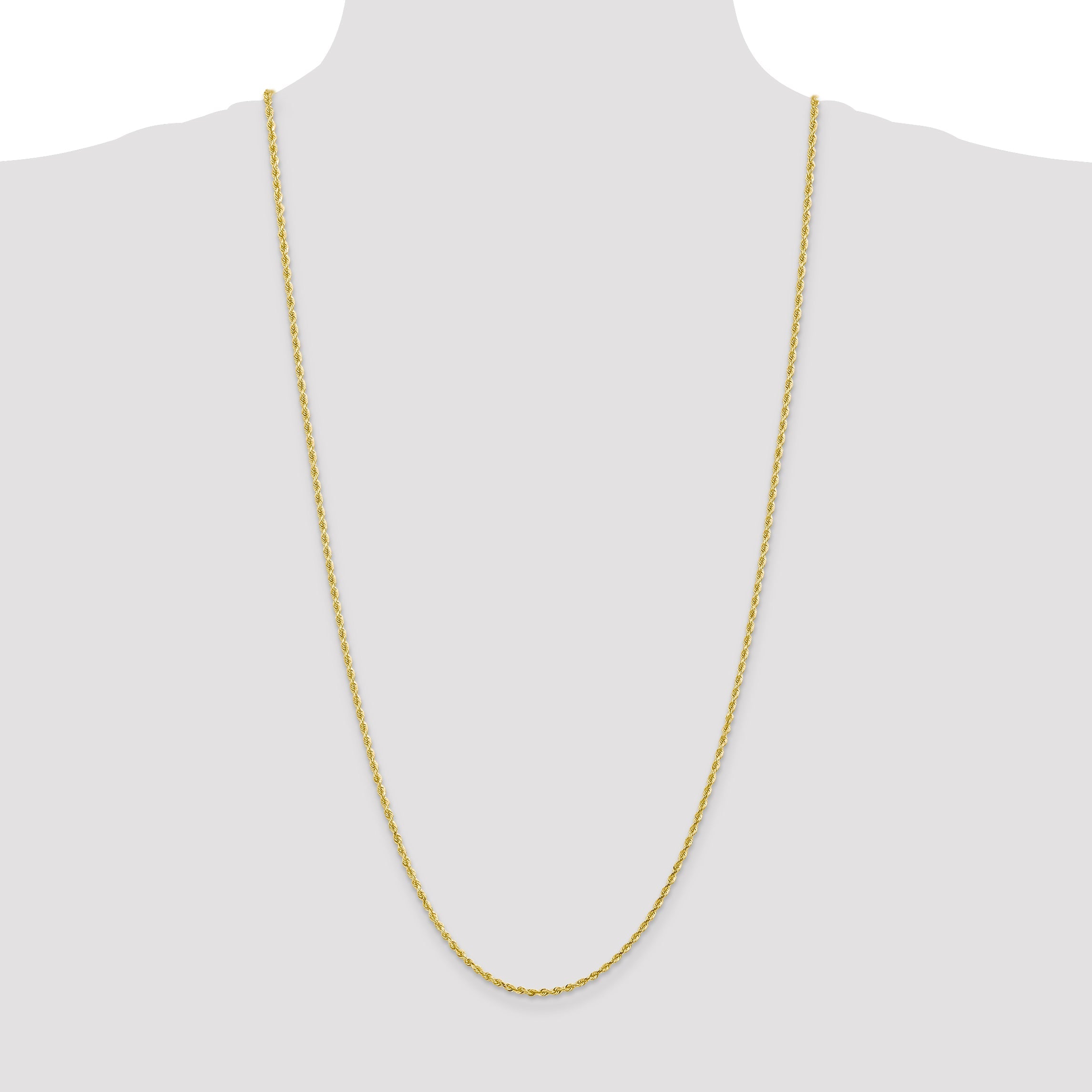 3 Inch 10K Yellow Gold 2.25mm D/C Quadruple Rope Chain Necklace