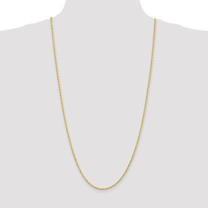 3 Inch 10K Yellow Gold 2.25mm D/C Quadruple Rope Chain Necklace
