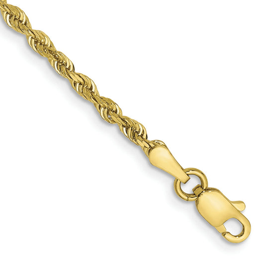 7 Inch 10K Yellow Gold 2.25mm D/C Quadruple Rope Chain Bracelet