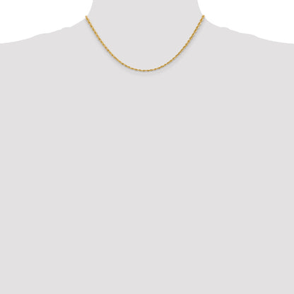 16 Inch 10K Yellow Gold 2.75mm D/C Quadruple Rope Chain Necklace