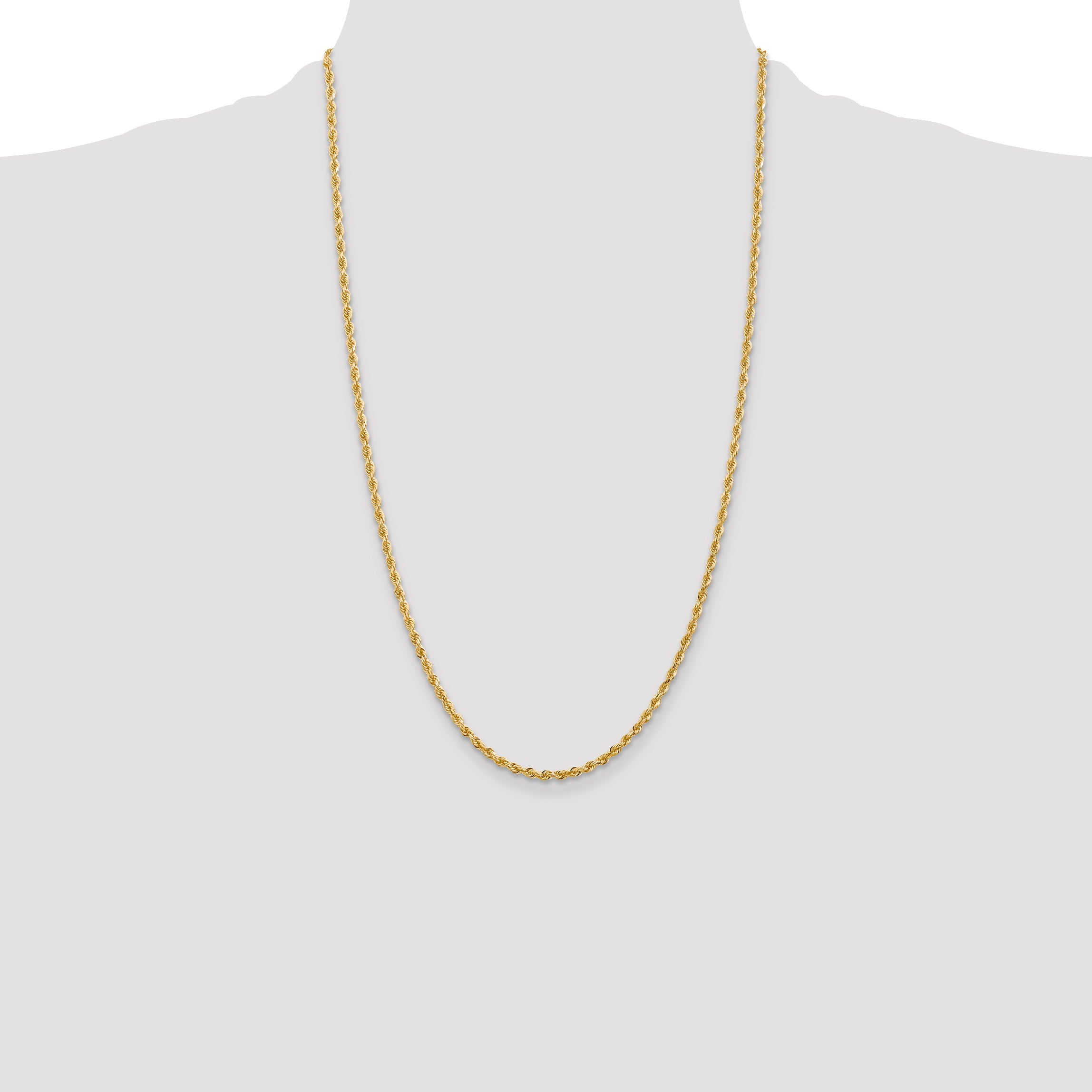 26 Inch 10K Yellow Gold 2.75mm D/C Quadruple Rope Chain Necklace
