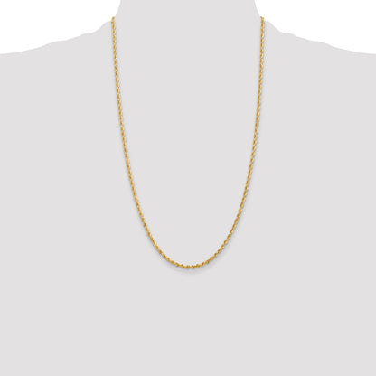 26 Inch 10K Yellow Gold 2.75mm D/C Quadruple Rope Chain Necklace