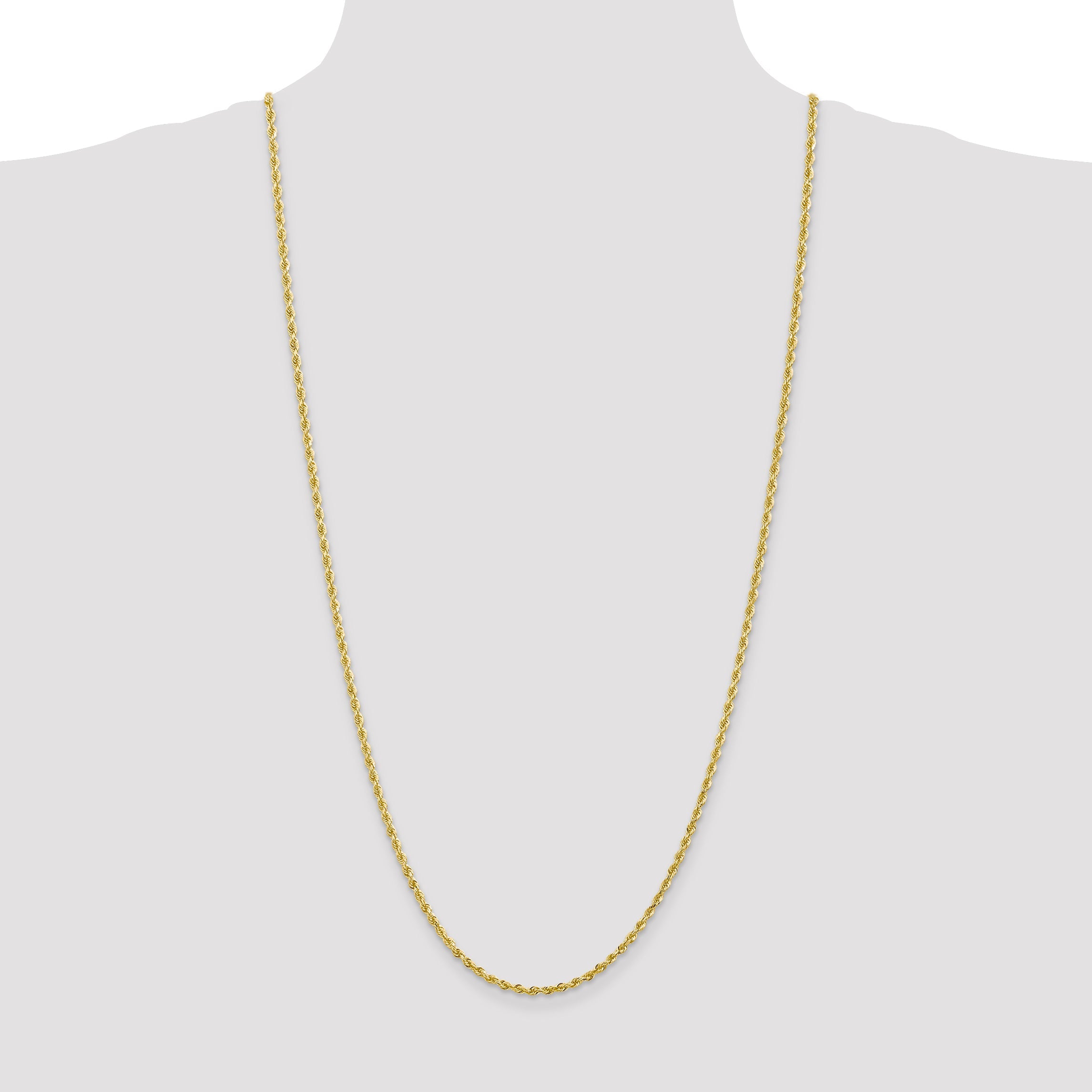3 Inch 10K Yellow Gold 2.75mm D/C Quadruple Rope Chain Necklace