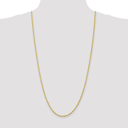 3 Inch 10K Yellow Gold 2.75mm D/C Quadruple Rope Chain Necklace