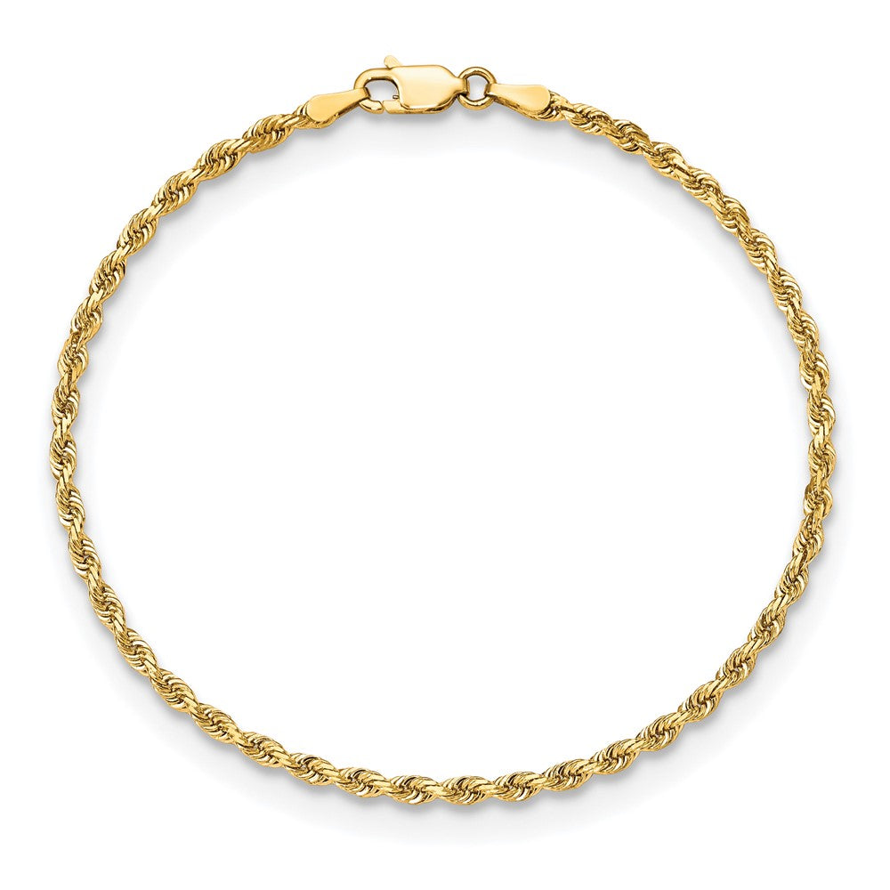 7 Inch 10K Yellow Gold 2.75mm D/C Quadruple Rope Chain Bracelet