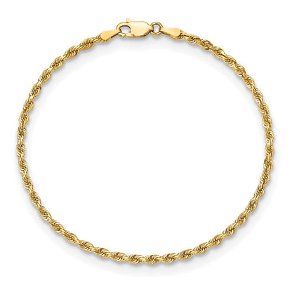 7 Inch 10K Yellow Gold 2.75mm D/C Quadruple Rope Chain Bracelet