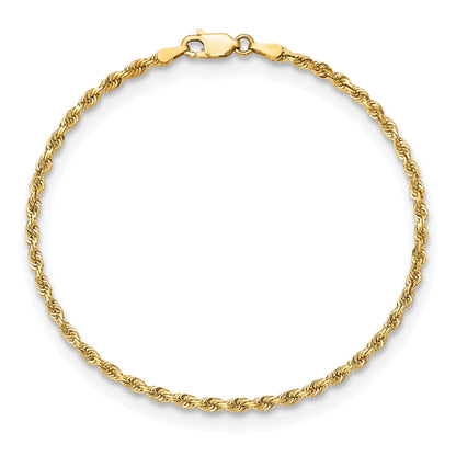 8 Inch 10K Yellow Gold 2.75mm D/C Quadruple Rope Chain Bracelet