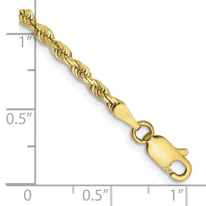 7 Inch 10K Yellow Gold 2.75mm D/C Quadruple Rope Chain Bracelet
