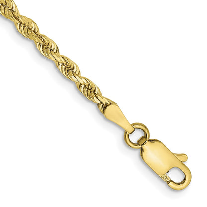 9 Inch 10K Yellow Gold 2.75mm D/C Quadruple Rope Chain Bracelet