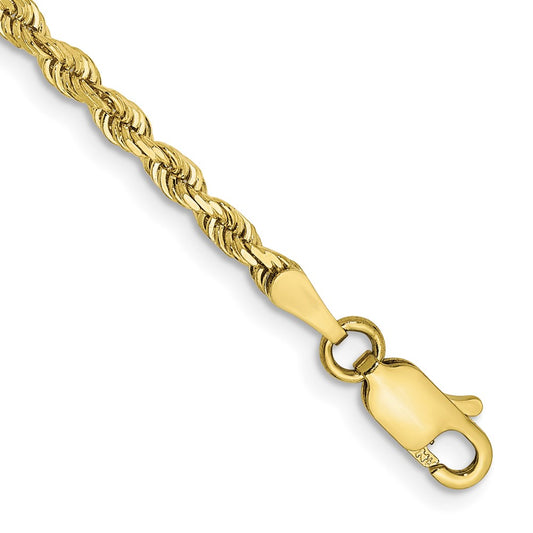 7 Inch 10K Yellow Gold 2.75mm D/C Quadruple Rope Chain Bracelet
