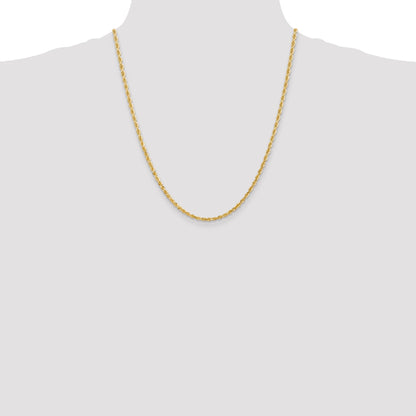 22 Inch 10K Yellow Gold 3mm D/C Quadruple Rope Chain Necklace