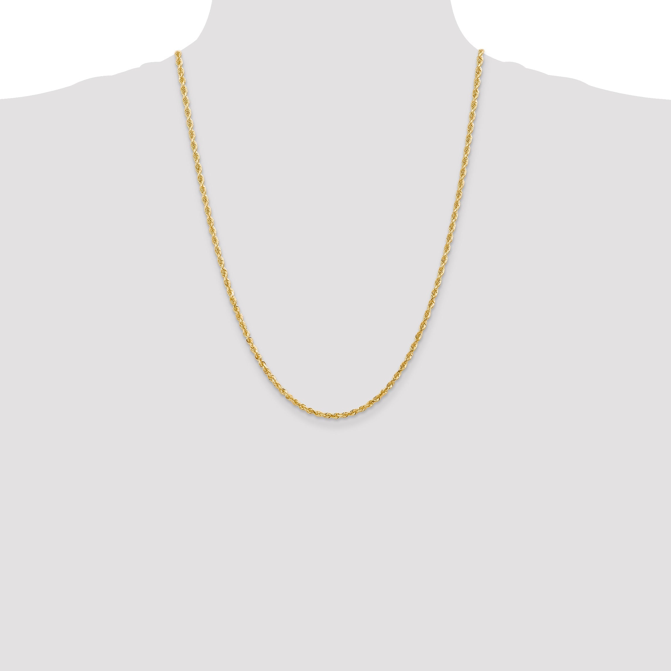 24 Inch 10K Yellow Gold 3mm D/C Quadruple Rope Chain Necklace