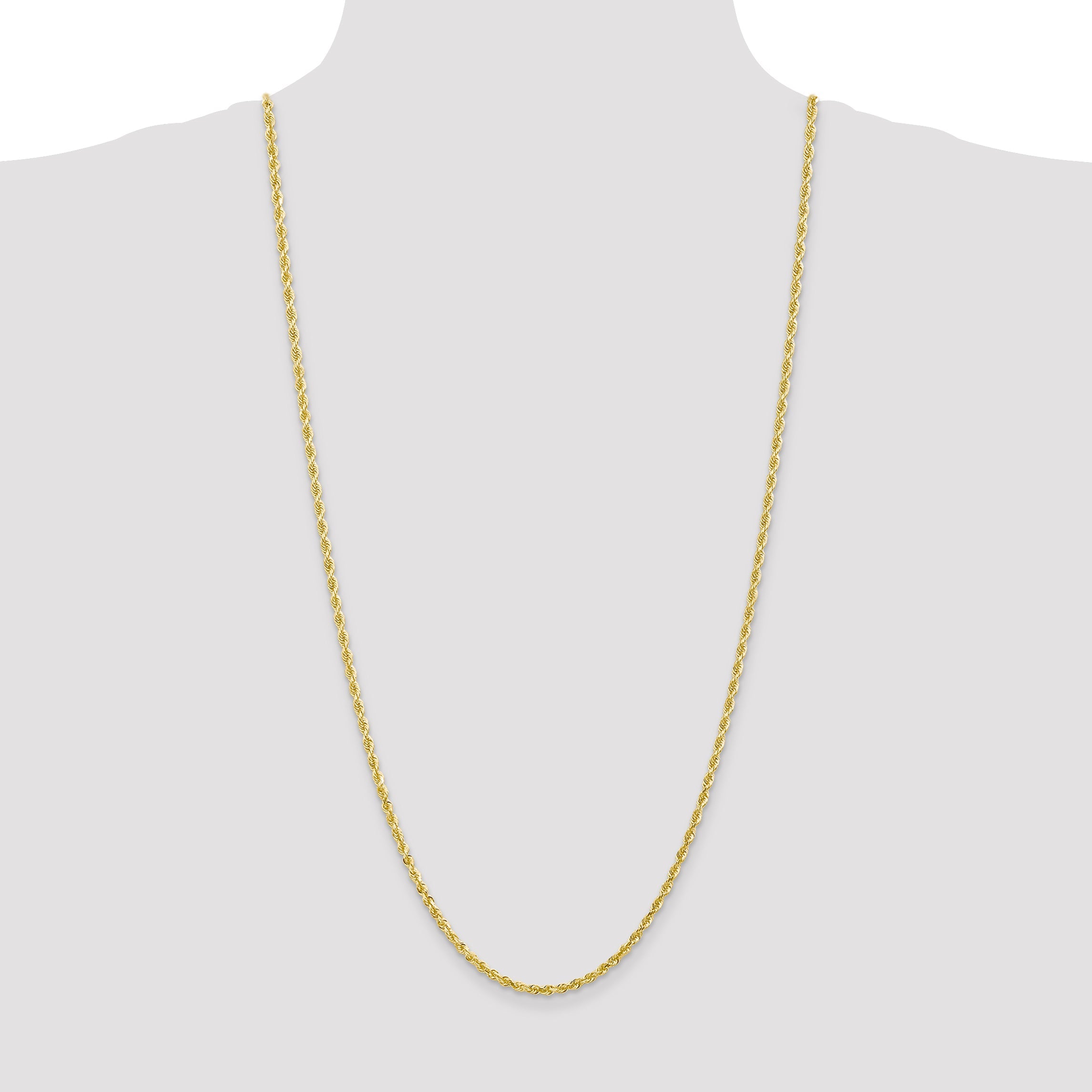 3 Inch 10K Yellow Gold 3mm D/C Quadruple Rope Chain Necklace