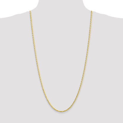 3 Inch 10K Yellow Gold 3mm D/C Quadruple Rope Chain Necklace