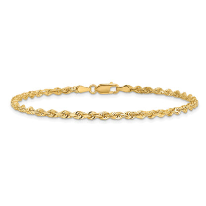 8 Inch 10K Yellow Gold 3mm D/C Quadruple Rope Chain Bracelet