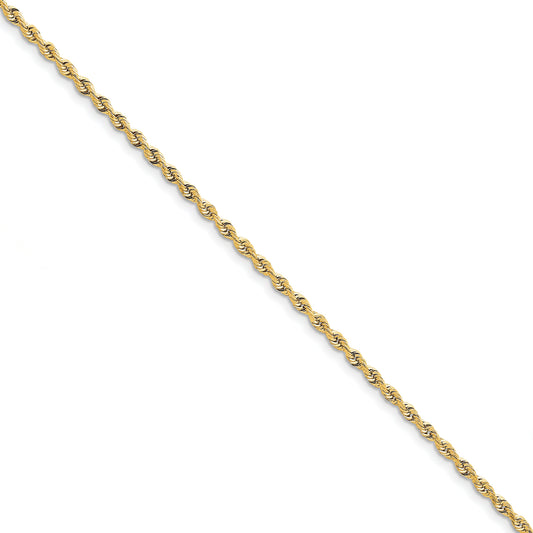 8 Inch 10K Yellow Gold 3mm D/C Quadruple Rope Chain Bracelet