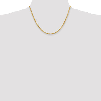 18 Inch 10K Yellow Gold 3.35mm D/C Quadruple Rope Chain Necklace