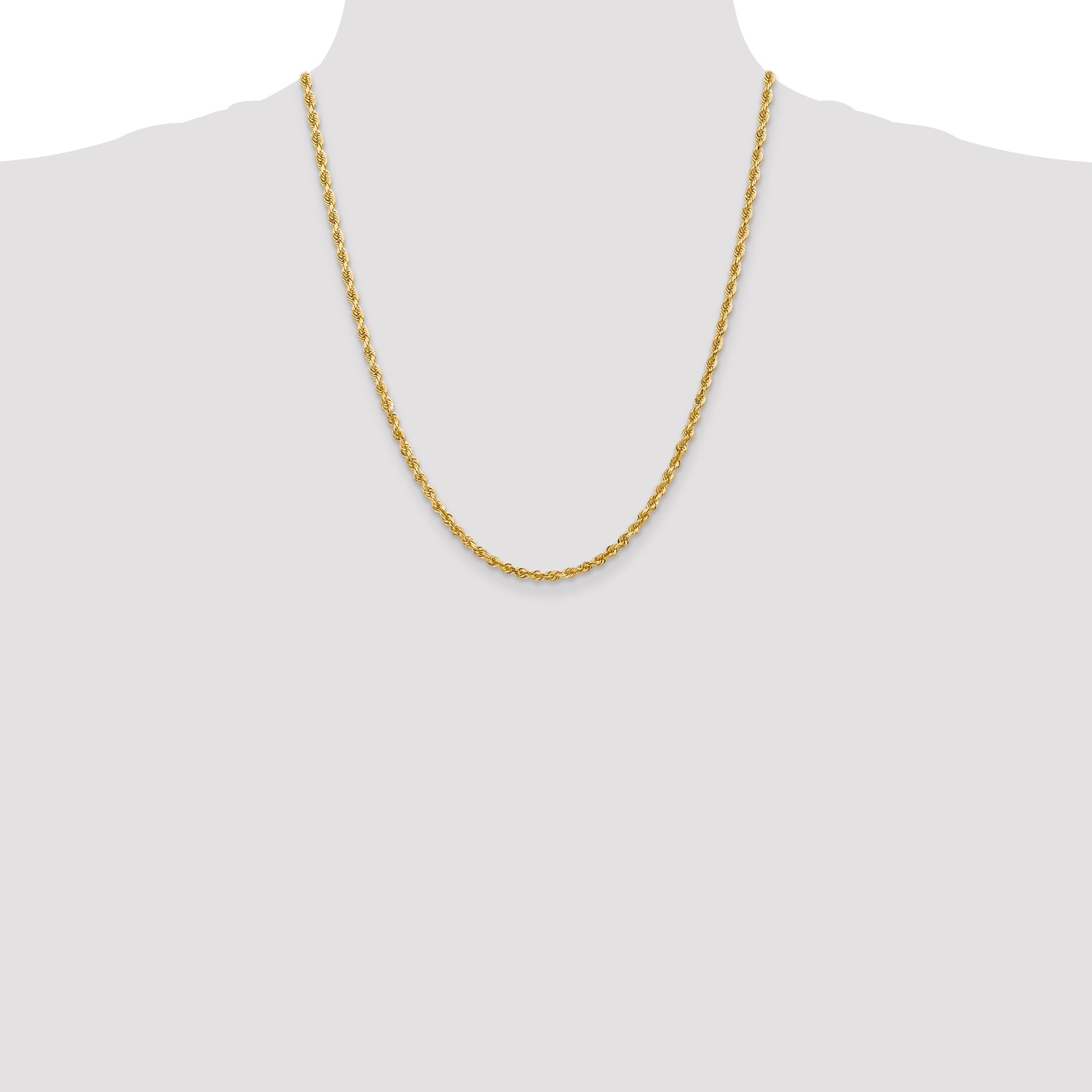 22 Inch 10K Yellow Gold 3.35mm D/C Quadruple Rope Chain Necklace
