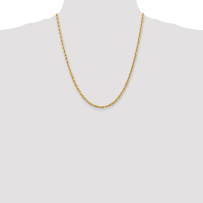 22 Inch 10K Yellow Gold 3.35mm D/C Quadruple Rope Chain Necklace