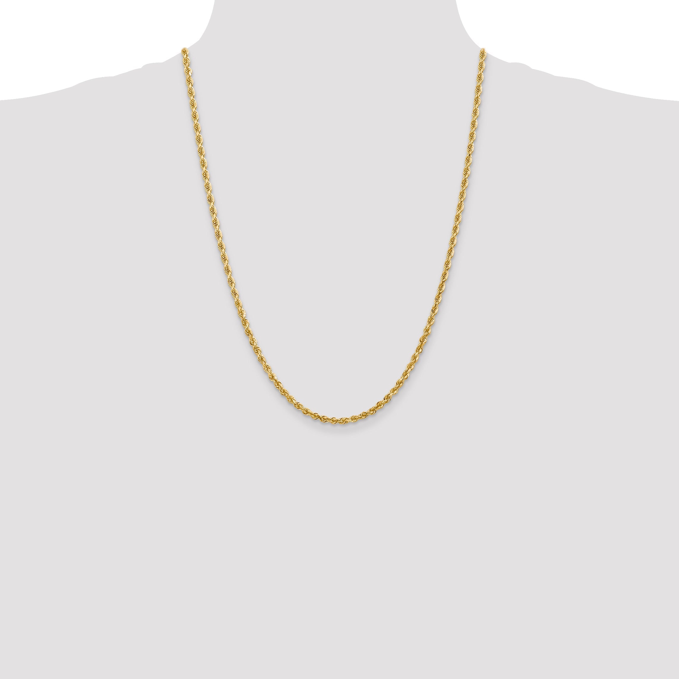 24 Inch 10K Yellow Gold 3.35mm D/C Quadruple Rope Chain Necklace
