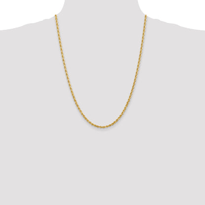 24 Inch 10K Yellow Gold 3.35mm D/C Quadruple Rope Chain Necklace