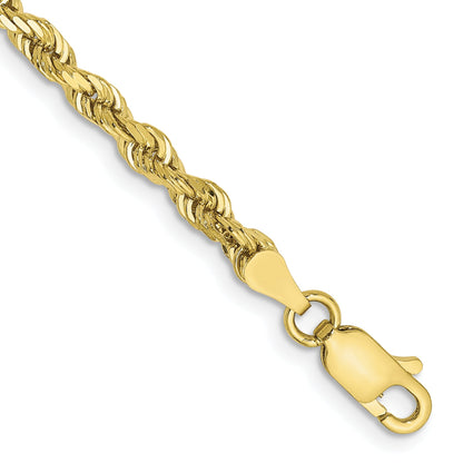 7 Inch 10K Yellow Gold 3.35mm D/C Quadruple Rope Chain Bracelet
