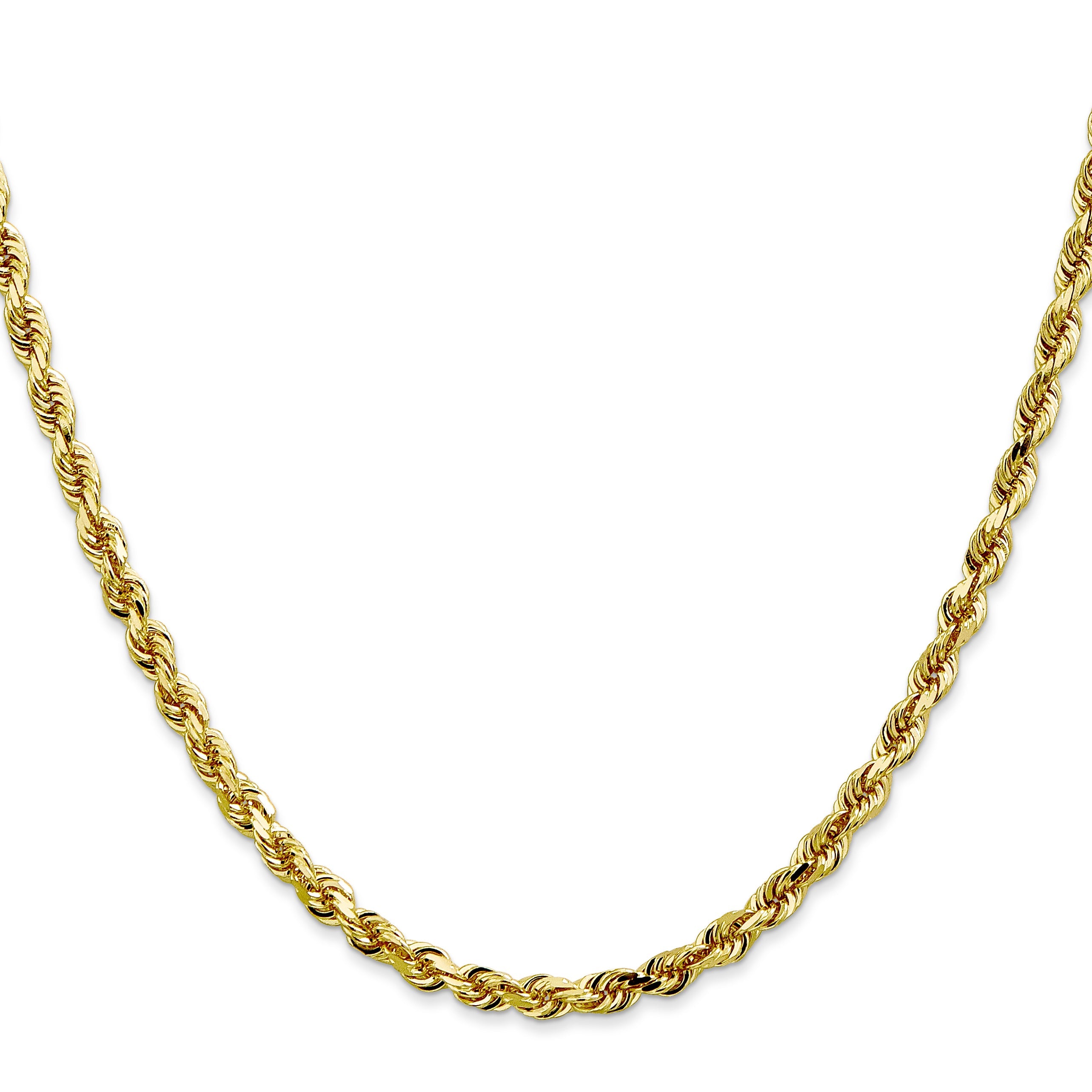 24 Inch 10K Yellow Gold 4mm D/C Quadruple Rope Chain Necklace