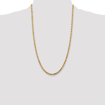 26 Inch 10K Yellow Gold 4mm D/C Quadruple Rope Chain Necklace