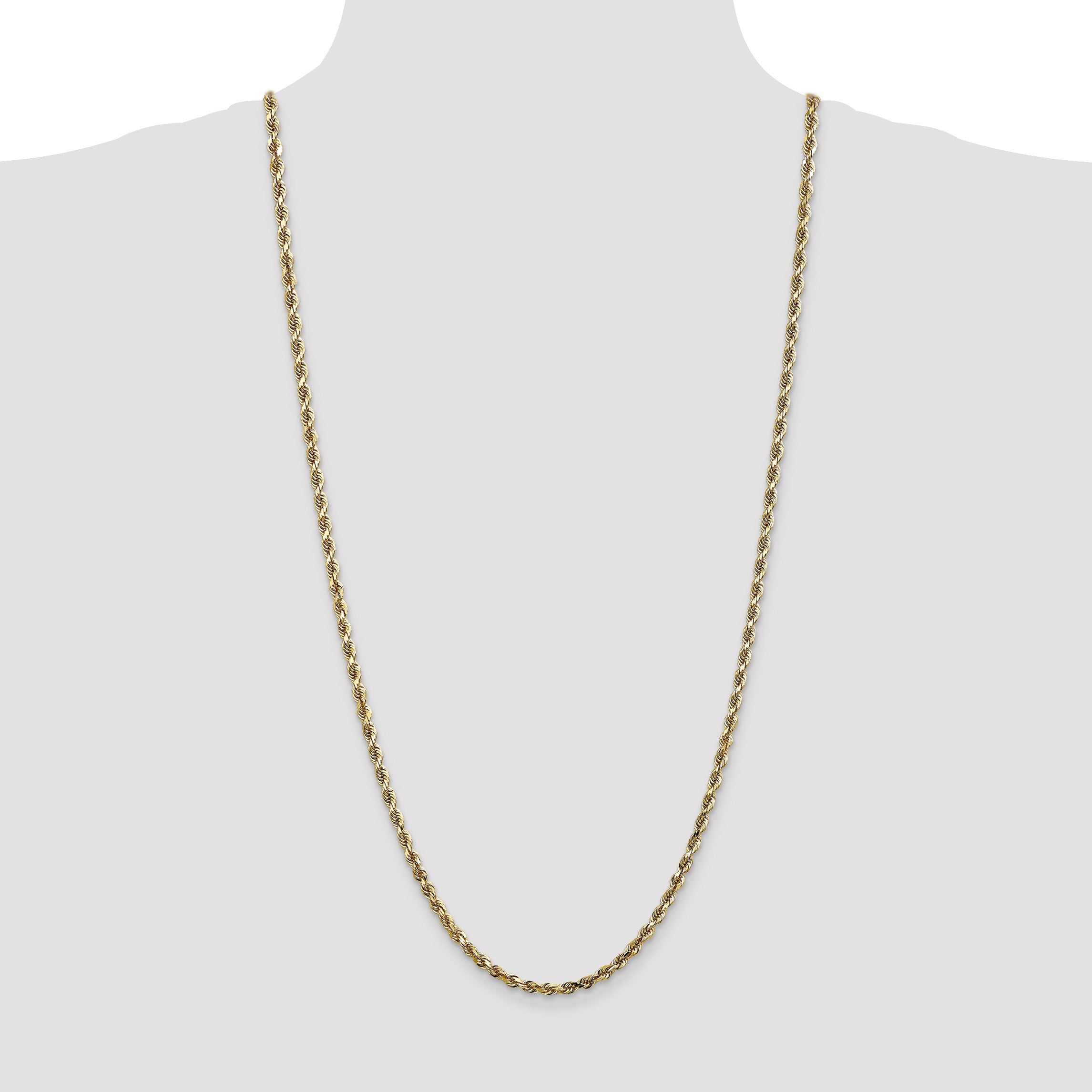 3 Inch 10K Yellow Gold 4mm D/C Quadruple Rope Chain Necklace