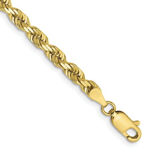 8 Inch 10K Yellow Gold 4mm D/C Quadruple Rope Chain Bracelet
