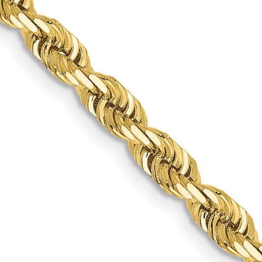 26 Inch 10K Yellow Gold 4mm D/C Quadruple Rope Chain Necklace