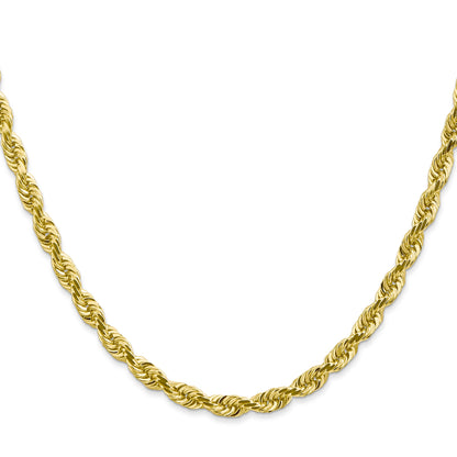 22 Inch 10K Yellow Gold 4.5mm D/C Quadruple Rope Chain Necklace