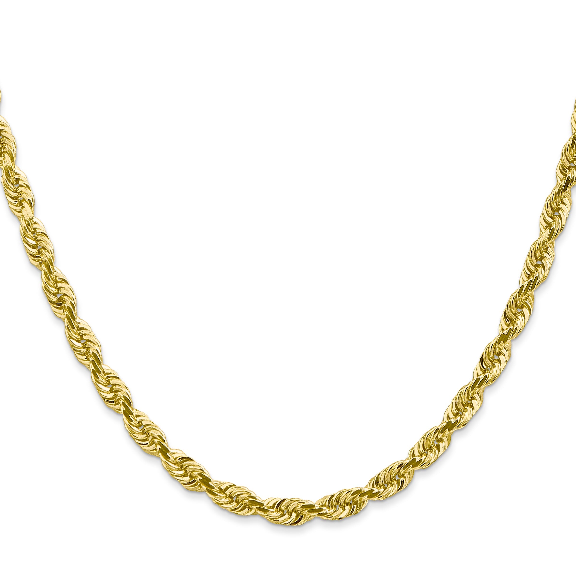 26 Inch 10K Yellow Gold 4.5mm D/C Quadruple Rope Chain Necklace