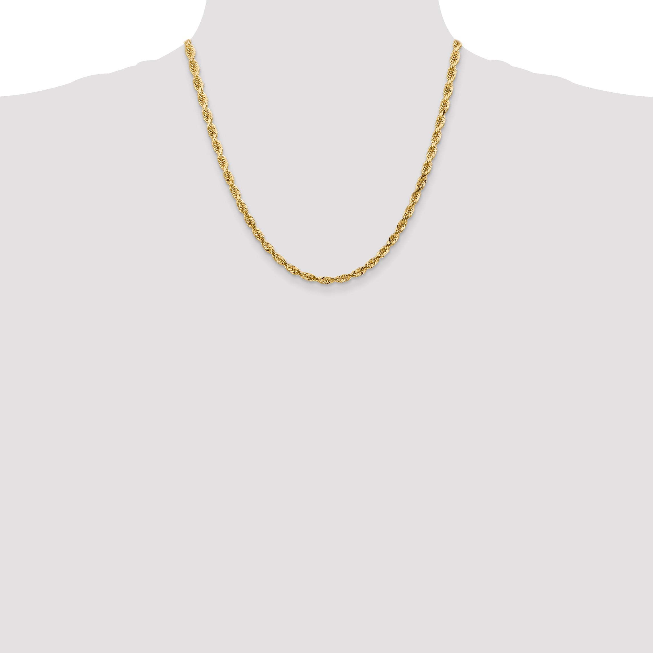 2 Inch 10K Yellow Gold 4.5mm D/C Quadruple Rope Chain Necklace