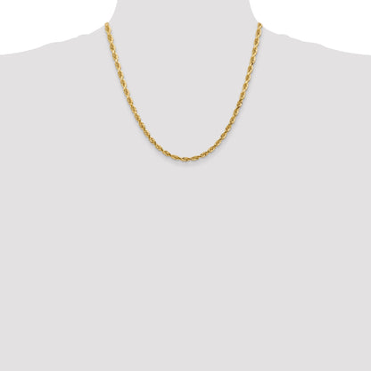 2 Inch 10K Yellow Gold 4.5mm D/C Quadruple Rope Chain Necklace