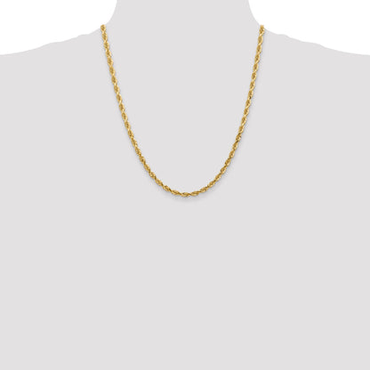 22 Inch 10K Yellow Gold 4.5mm D/C Quadruple Rope Chain Necklace