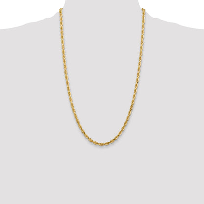 26 Inch 10K Yellow Gold 4.5mm D/C Quadruple Rope Chain Necklace
