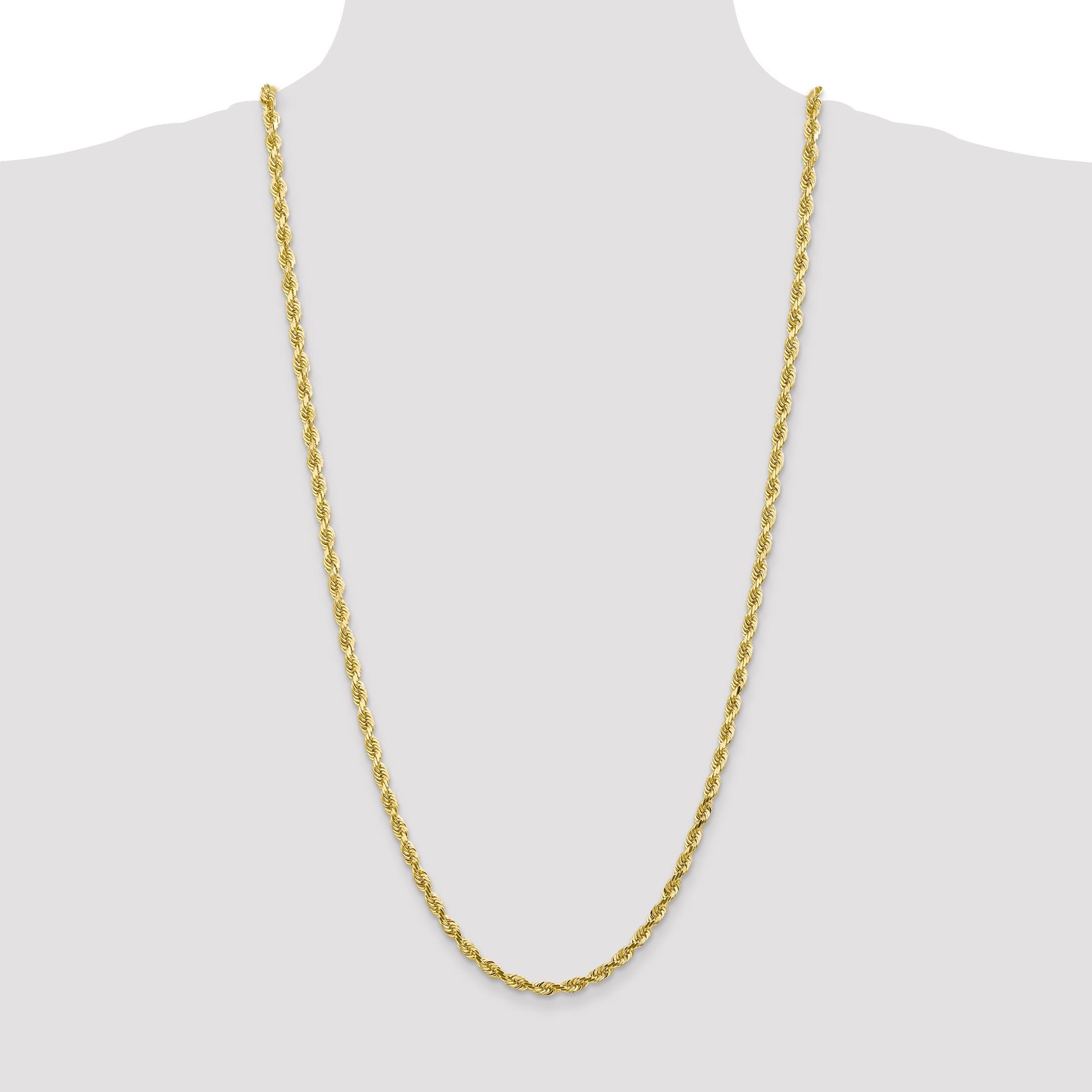 3 Inch 10K Yellow Gold 4.5mm D/C Quadruple Rope Chain Necklace