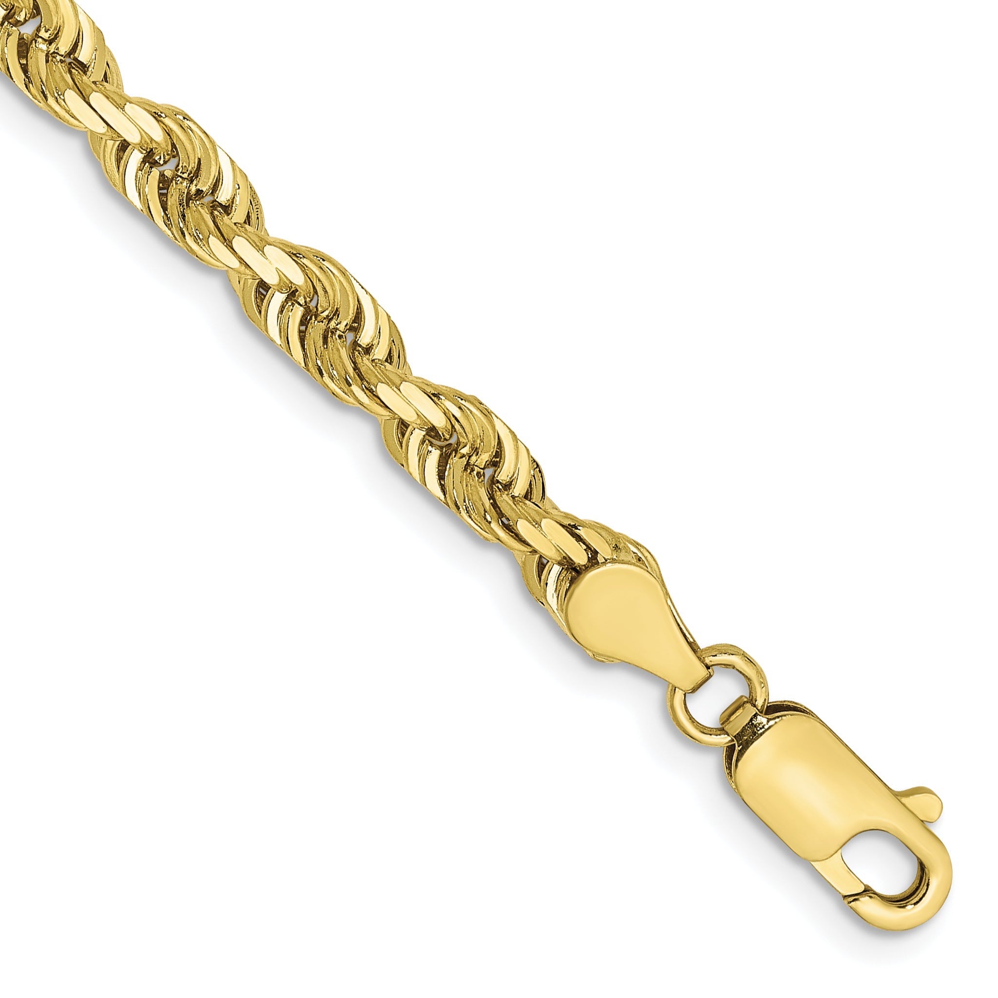 8 Inch 10K Yellow Gold 4.5mm D/C Quadruple Rope Chain Bracelet
