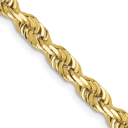 2 Inch 10K Yellow Gold 4.5mm D/C Quadruple Rope Chain Necklace