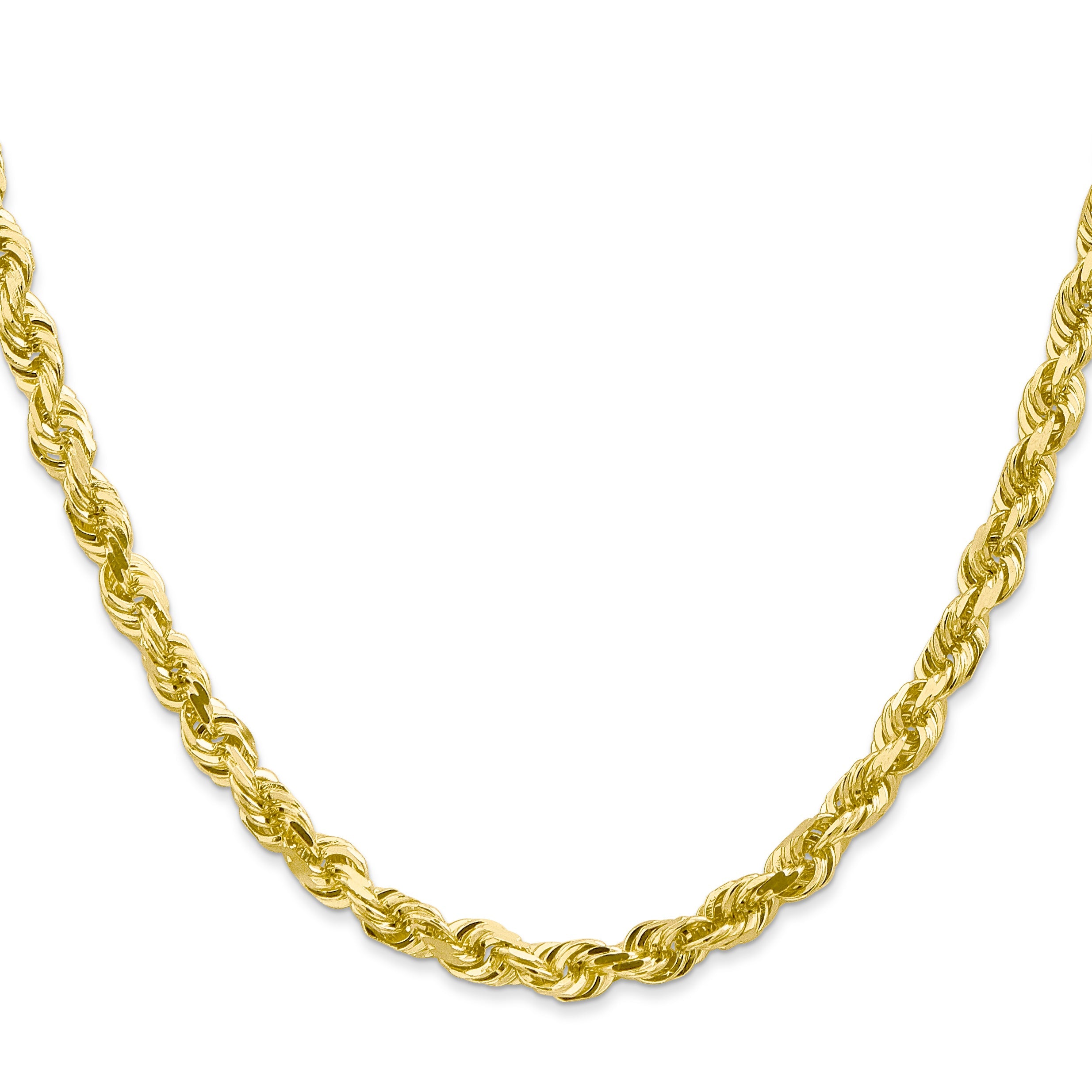 26 Inch 10K Yellow Gold 5mm D/C Quadruple Rope Chain Necklace