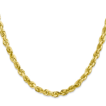 3 Inch 10K Yellow Gold 5mm D/C Quadruple Rope Chain Necklace