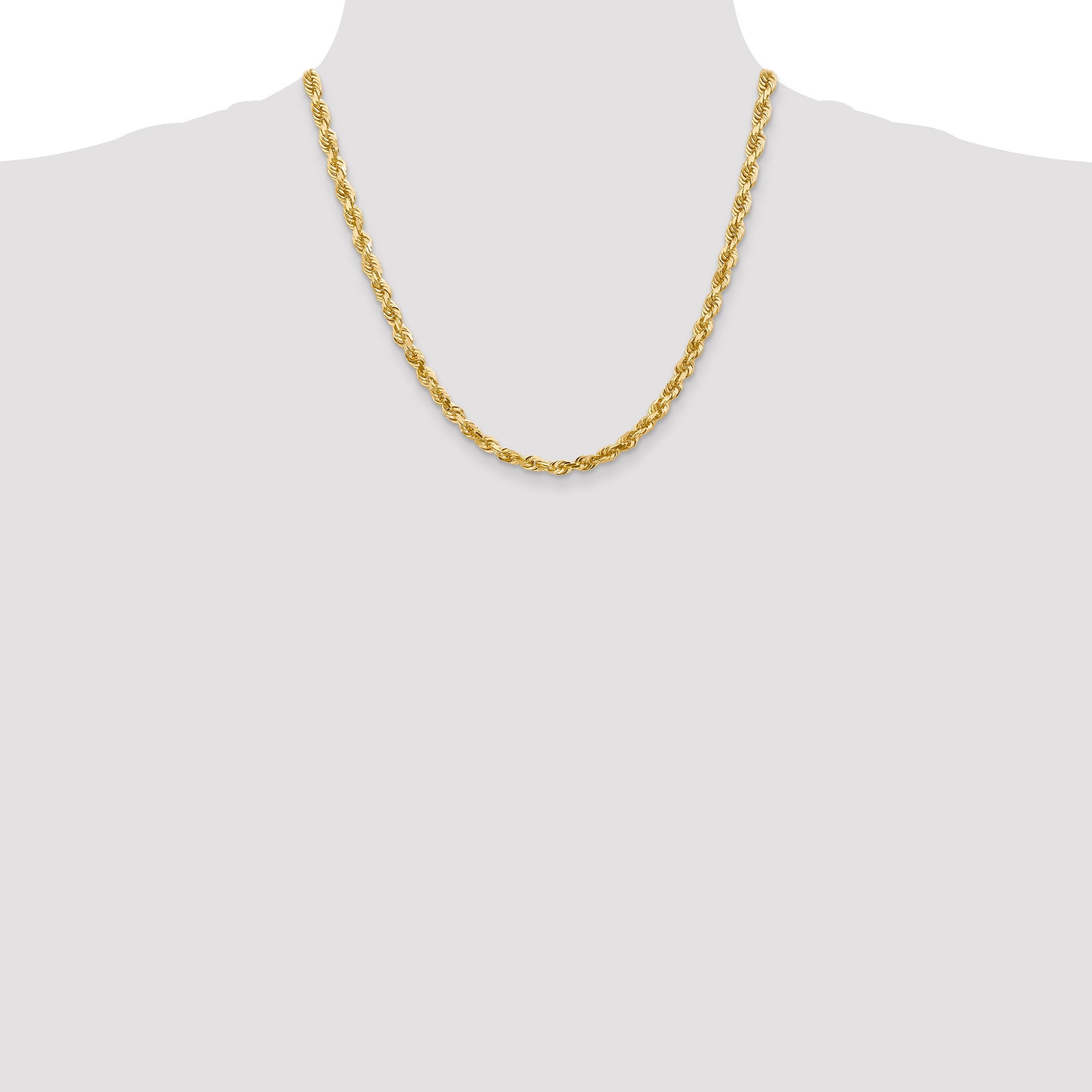 2 Inch 10K Yellow Gold 5mm D/C Quadruple Rope Chain Necklace