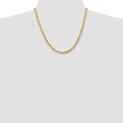 2 Inch 10K Yellow Gold 5mm D/C Quadruple Rope Chain Necklace
